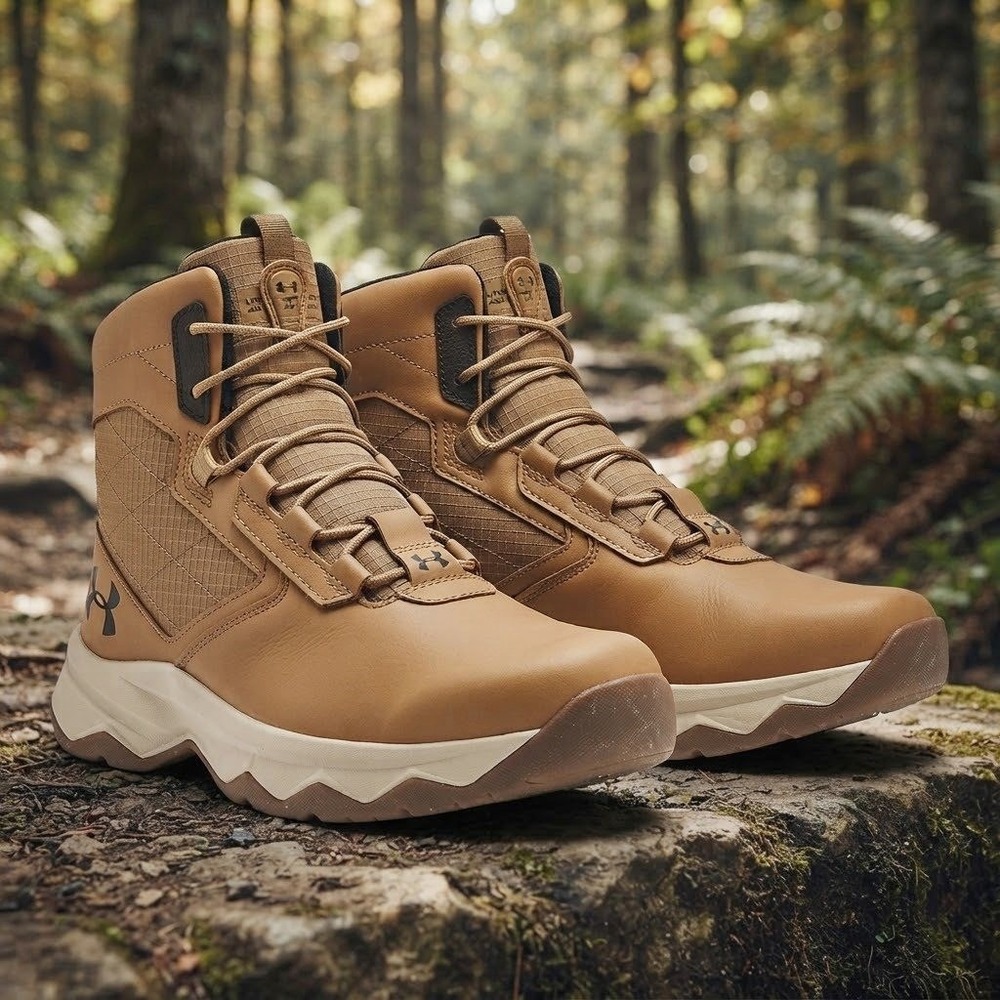 Under Armour Mens 10.5 Stellar G2 6" Coyote Brown Tactical Boots Slip Resistant